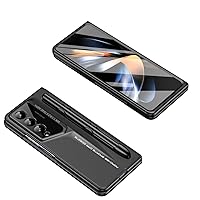 Compatible with Samsung Galaxy Z Fold 4 Case,with S Pen+Screen Protector Case,Lightweight Case Protector Shockproof Bumper Full Protective Rugged Hard PC Protective Phone (Black)