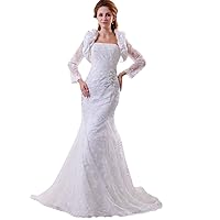 Ivory Strapless Dropped Waist Mermaid Lace Wedding Dress With Jacket