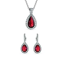 Classic Bridal Jewelry Large Pear Shape 24X15 Solitaire Teardrop Halo AAA 15CT CZ Simulated Gemstone Pendant Necklace For Women Prom Bridesmaid Wedding Silver Plated