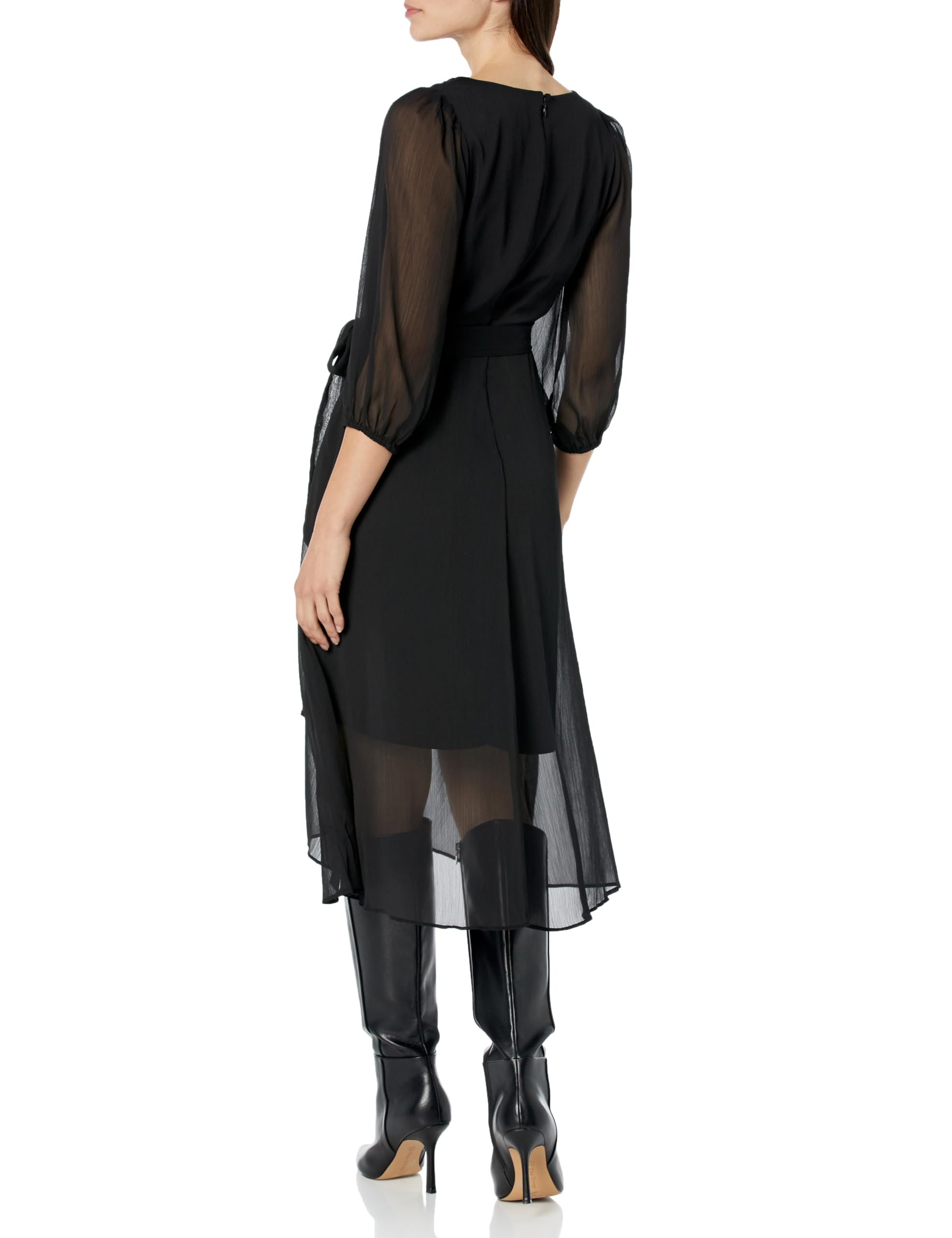 DKNY Women's Pleated Faux Wrap Dress