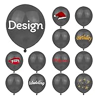 TOPTIE Custom 100PCS Balloons Personalized Latex Balloons with Logo Name, 12 Inch Black Balloon for Party