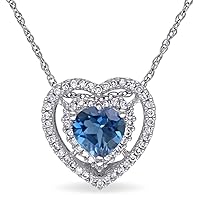 1.75 ct Heart Tanzanite & Sim Diamond Women's Double Halo Pendent Necklace 14k White Gold Plated