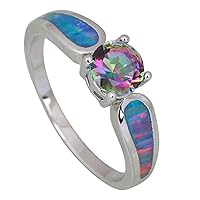 Trendy jewellry women' Ring Pink Rainbow Mystic Topaz Opal Ring size 6 6.5 7 7.5 8.5 9 R410