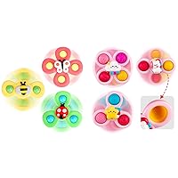 ALASOU 6 PCS Suction Cup Spinner Toys(3 Farm+3 Unicorn) for Infant and Toddlers