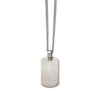 Chisel Titanium Brushed with .02 carat Diamond Accent Dog Tag Necklace - 22