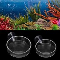 Senzeal 2PCS Shrimp Feeding Dish Glass Aquarium Fish Tank Reptiles Round Feeder Bowl with Suction Cup