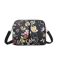 Fontanella Fashion Ladies Floral Prints Handbag Double Ring Tassle Shopper Lightweight Shoulder Crossbody Bag