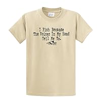 I Fish Because The Voices in My Head Tell Me to Funny Fishing Outdoors Fisherman Boat Humorous Witty-Tan-4Xl