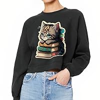 Cute Cat Raglan Pullover - Cartoon Women's Sweatshirt - Cat Pullover