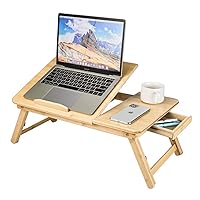 Lap Desk- Fits up to 13.5 Inch Laptop Desk,Exquisite Flower Patterns for Better Heat dissipating Foldable Bed Tray Breakfast Table with 4 Angles Tilting Top, Height Adjustable Laptop Stand