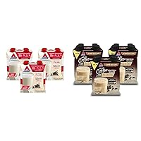 Atkins Vanilla Cream Meal Size Protein Shake with 23g Protein & Atkins Café au Lait Iced Coffee Protein Shake with 15g Protein, 12 Count