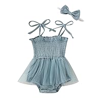 Newborn Baby Girl Sleeveless Rompers Summer Clothes Cotton Bodysuit with Headband