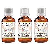 Pure Palo Santo Essential Oil (Bursera graveolens) Steam Distilled (Pack of Three) 100ml X 3 (10 oz)