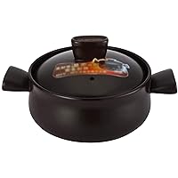 Kitchen Pot Casserole Pot 1.5L Ceramic Cooking Pot Terracotta Stew Pot-Black，with Cover，High Temperature Resistance
