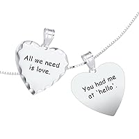 MeMeDIY Personalized Picture Pendant Necklace for Women Custom Picture Heart/Rectangle/Round/Oval Shaped Pendant Diamond Cut Edge Photo Necklace for Girl