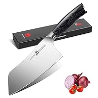 TUO Vegetable Cleaver 7 inch, Sharp Kitchen Knife, Forged High Carbon Stainless Steel, Ergonomic Pakkawood Handle with Gift Box, Fiery Phoenix Series - Black