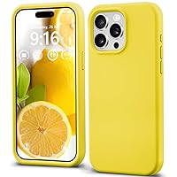 IceSword iPhone 15 Pro Case Yellow (2023), Liquid Silicone Case Phone Cover Slim Protective, Soft Anti-Scratch Microfiber Lining,Bright Lemon Citron Butter Cute [Shockproof] 6.1 inch 15Pro- Yellow