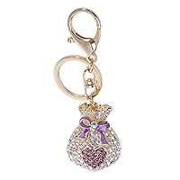 Amosfun Valentines Day Keychain Rhinestone Chinese Luckybag Keychain Crystal Key Ring Pendant Key