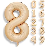 40 Inch Light Brown Number 8 Balloon Helium Foil Mylar Champagne Color Number Balloons Supplies For Birthday Party Banquet Decorations Digital 8
