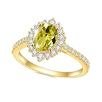 Solid Gold 10/14/18k 1CT Oval Cut Gemstone Rings for Women,Birthstone Gemstone Anniversary Wedding Band Ring Best Jewelry Gift for Valentine's Day For Her,Free Engrave