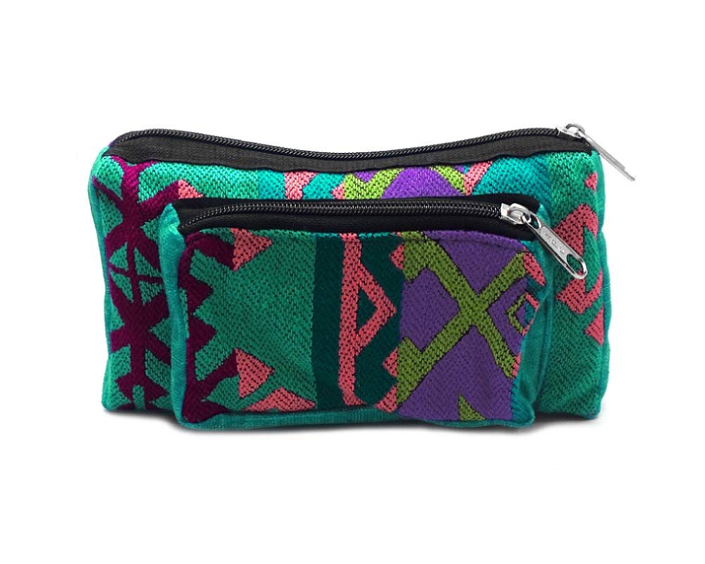 Aztec Tribal Print Pattern Adjustable Buckle Fanny Pack Waist Bag - Handmade Belt Pouch Boho Travel Accessories (Teal/Multi)