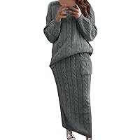 Formal Dress for Women,Women's Cable Knit Sweater Set in Moth Fabric Warm and Cozy for Womens Swim Skirt Knee L