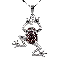 Garnet Jewelry for Women - Bohemian Garnet Sterling Silver Frog Pendant, Includes 925 Sterling Silver Chain - Sterling Silver Jewelry Collection, made in Czech Republic