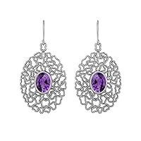 7X5MM Oval Shape 1.30ct Purple Amethyst 9K Gold Filigree Teardrop Women Earrings Jewelry