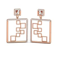 VVS Square Drop Style Diamond Earrings 0.88 Ctw Natural Diamond With 18K White/Yellow/Rose Gold Earrings With IGI Certificate