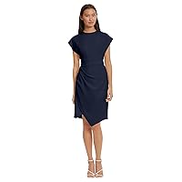 Donna Morgan Women's Sleek Faux Wrap Dress with Asymmetric Skirt Office Workwear Event Guest of