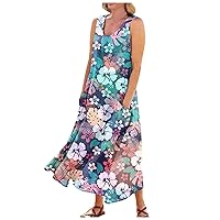 Dresses for Women 2024 Sleeveless Boho A-Line Holiday Dresses Dressy Flattering Relaxed Travel Loungewear Clothing
