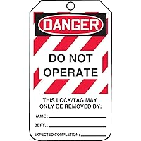 Lockout Tags, Pack of 25, Do Not Operate, US Made OSHA Compliant Tags, Tear & Water Resistant PF-Cardstock, 5.75