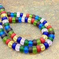 Adabus Colorful Matte Glass Loose Beads Jewelry Making Matte Rainbow Rondelle Beads in 6 * 10 mm 15.5 inch BE5560 - (Item Diameter: 6x10 mm)