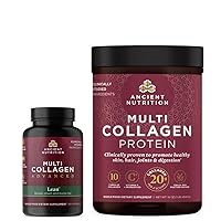 Ancient Nutrition Multi Collagen Advanced Capsules, Lean, 90 Count + Multi Collagen Protein Powder, Unflavored, 45 Servings