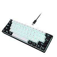 Snpurdiri 60% Wired Gaming Keyboard, RGB Backlit Mini Keyboard, Waterproof Small Ultra-Compact 61 Keys Keyboard for PC/Mac Gamer, Typist, Travel, Easy to Carry on Business Trip(Black-White)