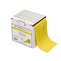 THERABAND Resistance Band 25 Yard Roll, Thin Yellow Non-Latex Professional Elastic Bands For Upper & Lower Body Exercise Workouts, Physical Therapy, Pilates, & Rehab, Dispenser Box, Beginner Level 2