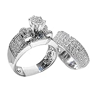 Luxury Fashion Brilliant Crown Zircon Ring Set Jewelry Women Wedding Engagement Couple Matching Rings Forget Rings for Women