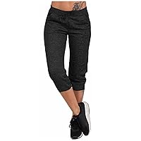 Women's Capri Pants High Waisted Lightweight Hiking Pants Drawstring Outdoor Sports Pants Yoga Cropped Trousers