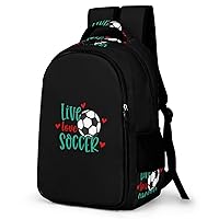 Live Love Soccer Football Backpack Double Deck Laptop Bag Casual Travel Daypack for Men Women