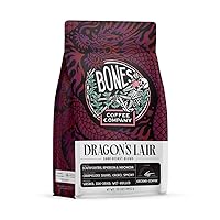 Bones Coffee Company Dragon's Lair Ground Coffee Beans | 12 oz Dark Roast Blend Arabica Low Acid Coffee | Gourmet Coffee (Ground)