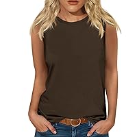 Summer Work Bohemian Cropped Crop Ladies Tanks Solid Ruffle Stretch Tops Scoop Neck Loose Cotton Cropped Ladie's Brown