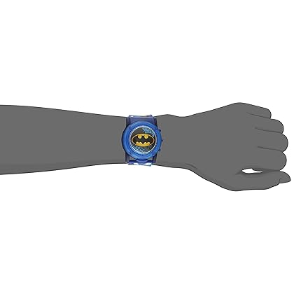 Accutime Batman DC Comics Boys Digital Watch, Flashing LCD Lights, Flip Open, Musical Watch, Blue Plastic Band