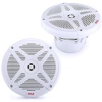 Pyle 6.5 Inch Bluetooth Marine Speakers - 2-way IP-X4 Waterproof and Weather Resistant Outdoor Audio Dual Stereo Sound System with 600 Watt Power and Low Profile Design - 1 Pair - PLMRBT65W (White)
