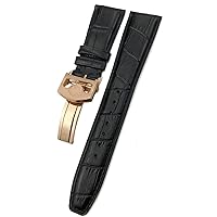 20mm 21mm 22mm Cowhide Watch Band Replacement for IWC Portugieser Porotfino Family 'S Watches Strap Folding Buckle (Band Color : Black Rose Clasp 2, Band Width : 21mm)