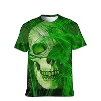 Mens Novelty-Graphic T-Shirt Cool-Tees Funny-Vintage Short-Sleeve Crazy Skull Hip Hop: Youth Boyfriend Unique Mystery Gifts