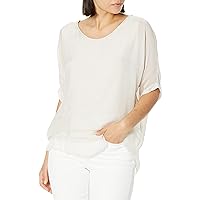M Made in Italy Women's 3/4 Sleeve Scoop-Neck Tunic Blouse