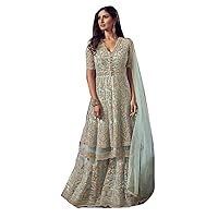 Muslim Wedding Ice Blue Net Bridal Sharara Gharara Punjabi Woman Salwar kameez Stitched Suit