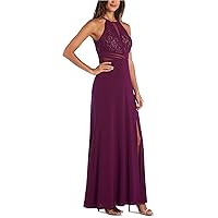 Morgan & Co Womens Lace Gown Dress, Purple, 9