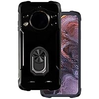 for Cubot Kingkong 9 Ultra Thin Phone Case + Ring Holder Kickstand Bracket, Gel Pudding Soft Silicone Phone 6.58 inches (BlackRing-B)
