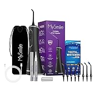 MySmile LP211 Cordless Advanced Water Flosser and 2Pcs Tooth Whitening Pen Gel, 5 Cleaning Modes Rechargeable Power Dental Flosser 8 Replacement Jet Tips